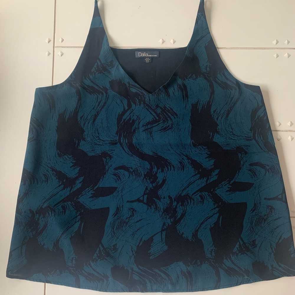 Dalia teal and black spaghetti strap top, medium